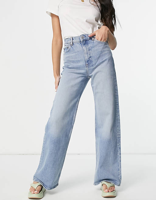 & Other Stories Treasure cotton wide leg high rise jeans in fisher blue ...