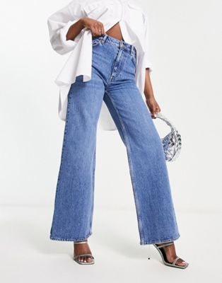 & Other Stories Treasure cotton wide leg jeans in Love Blue - ASOS Price Checker