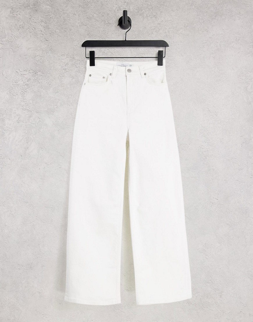 & Other Stories Treasure organic cotton wide leg high rise cropped jeans in optic white