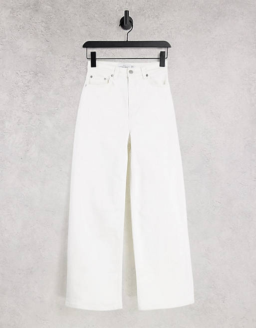 Women & Other Stories Treasure organic cotton wide leg high rise cropped jeans in optic white 