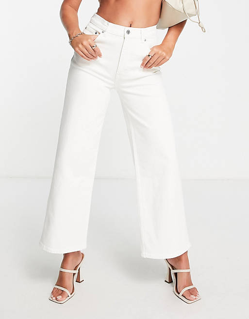  Other Stories Treasure wide leg cropped jeans in white
