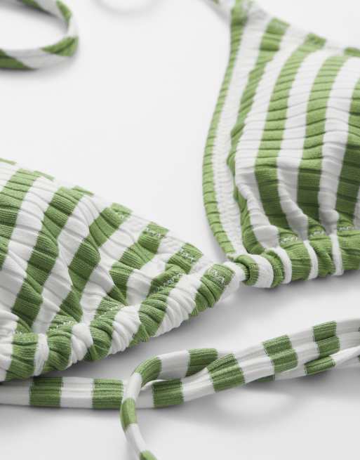 & Other Stories - Trekantsbikinitop med grønne striber, 4 af 4