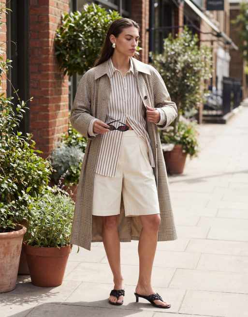 & Other Stories - Trench-coat en pur coton à carreaux - Beige clair, 10 de 11