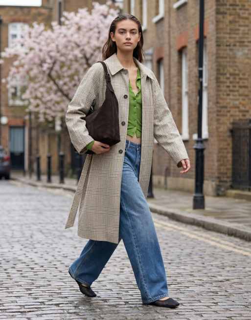 & Other Stories - Trench-coat en pur coton à carreaux - Beige clair, 11 de 11