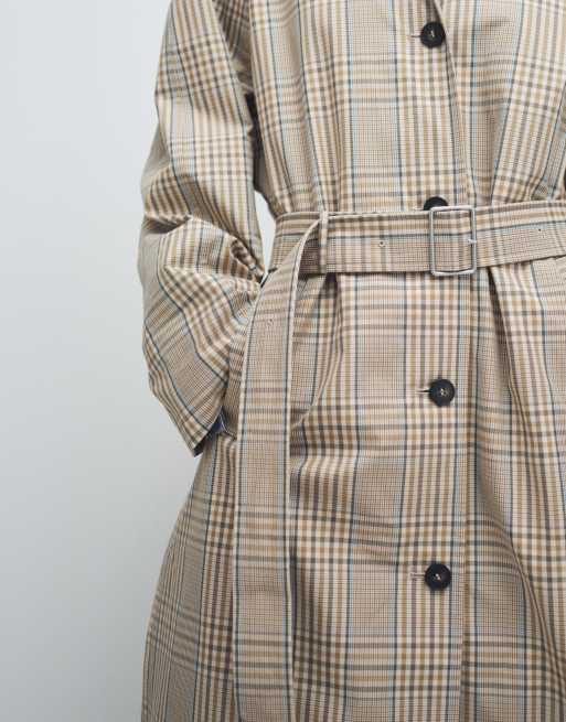 & Other Stories - Trench-coat en pur coton à carreaux - Beige clair, 3 de 7