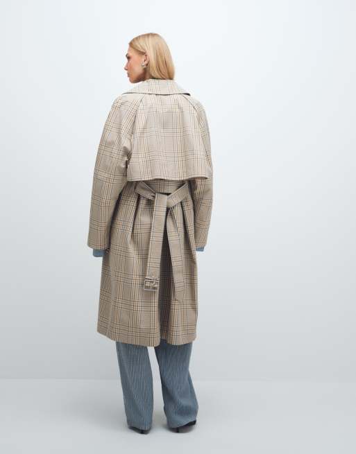 & Other Stories - Trench-coat en pur coton à carreaux - Beige clair, 4 de 7