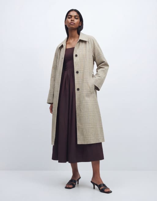 & Other Stories - Trench-coat en pur coton à carreaux - Beige clair, 9 de 11