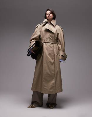 
Other Stories trench coat with utility belt detail in beige-Neutral