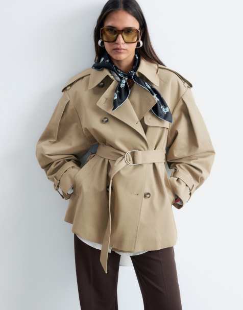 & Other Stories trench corto in cotone con cintura beige - view 1
