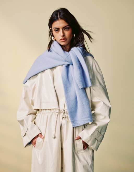 & Other Stories - Trench in vinile color crema con coulisse in vita
