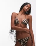 [Other Stories] & Other Stories triangle bikini top with removable padding in brown zebra print 34 BROWN ZEBRA PRINT
