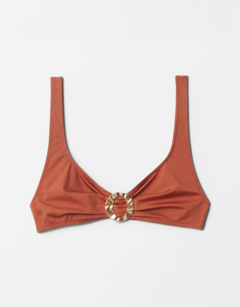 & Other Stories triangle bikini with ring detail in burnt orange - view 1