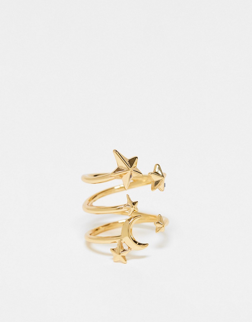 & Other Stories triple ring with moon and stars in gold
