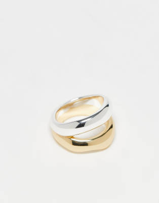 & Other Stories & Other Stories triple stacked ring in gold and silver