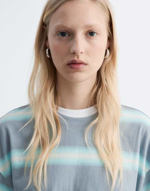 & Other Stories – Turkos avslappnad t-shirt med ränder , 2 av 4