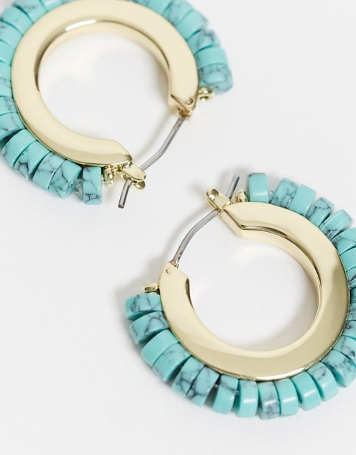 & Other Stories turquoise faux shell hoops in gold