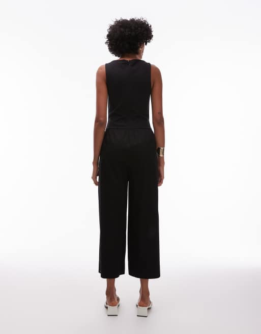 & Other Stories - Tuta jumpsuit a fondo ampio senza maniche nera, 2 di 4