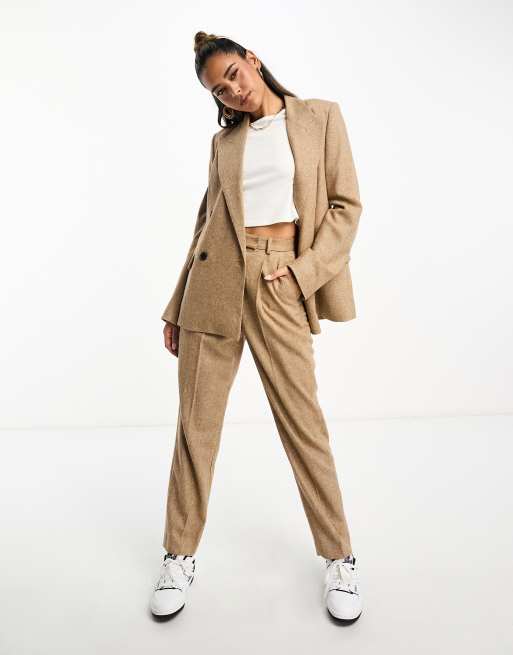  Other Stories tweed tapered pants in beige melange - part of a set