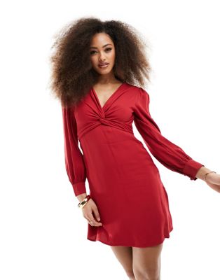 & Other Stories twist front mini dress in red
