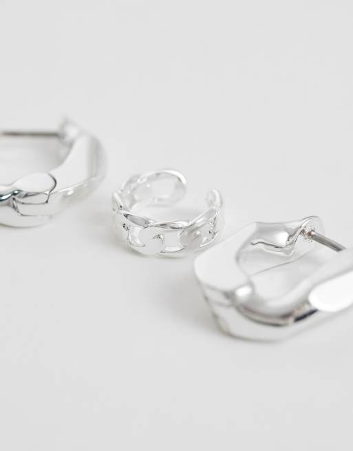 & Other Stories twist hoop and cuff earring set in silver, 4 of 4