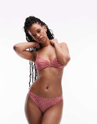 & Other Stories Twist Knot Micro Bandeau Bikini Top With Halter Straps And Removable Padding In Multi