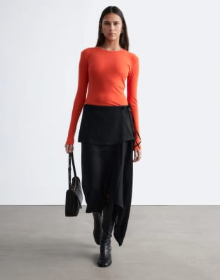 & Other Stories two-in-one midi skirt with bottom layer in black 