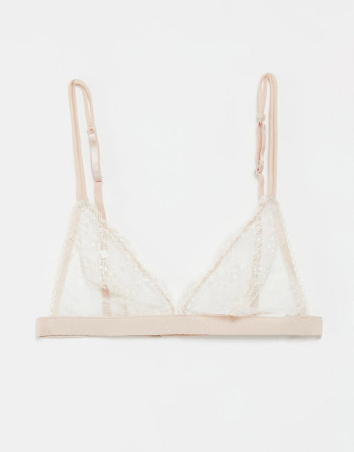 Monki rib triangle bralette in brown