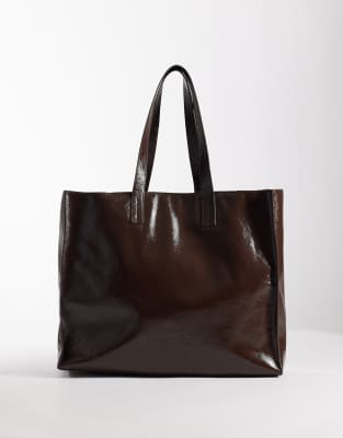 & Other Stories - Übergroße Weekender-Tragetasche in Schokobraun-Brown