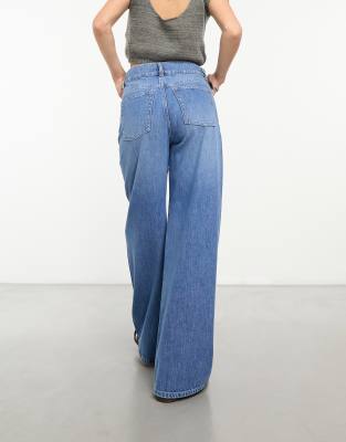 And other stories wide leg dark blue jeans popular size 25