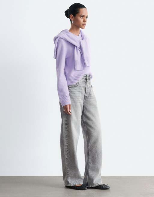 & Other Stories v-neck knitted jumper with wool in lilac, 3 of 4