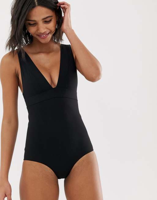 Black v neck store bathing suit