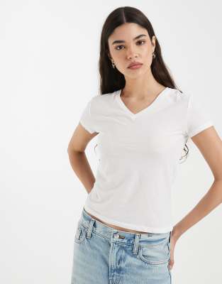 & Other Stories V Neck T-shirt In White