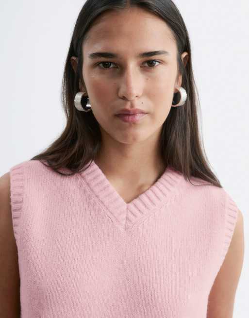 & Other Stories v-neck wool blend knitted vest in light pink, 2 of 4