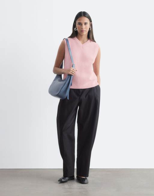 & Other Stories v-neck wool blend knitted vest in light pink, 3 of 4