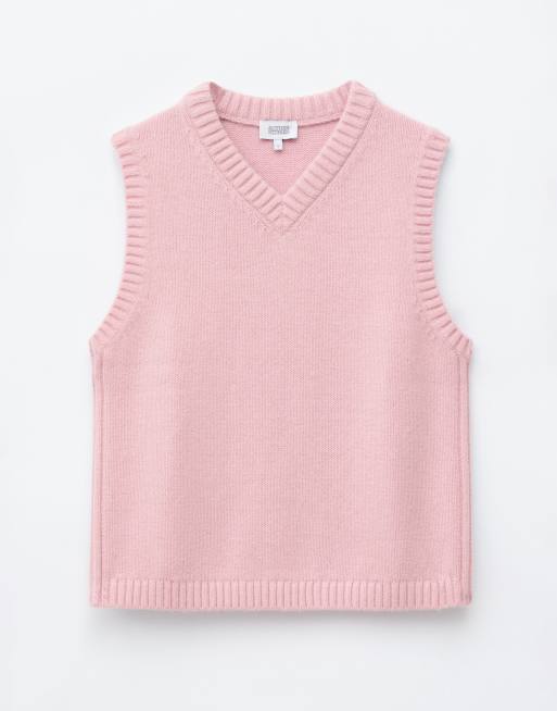 & Other Stories v-neck wool blend knitted vest in light pink, 4 of 4