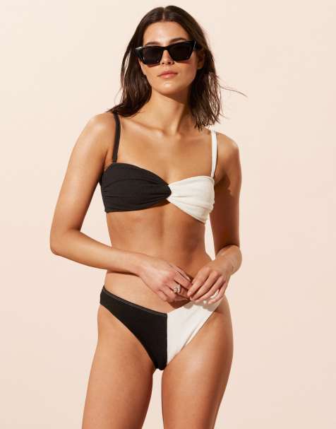 & Other Stories v shape high leg bikini bottoms in black & white