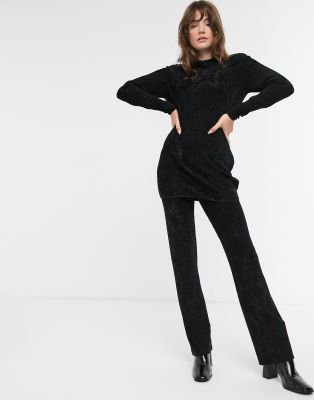 black velvet straight leg pants