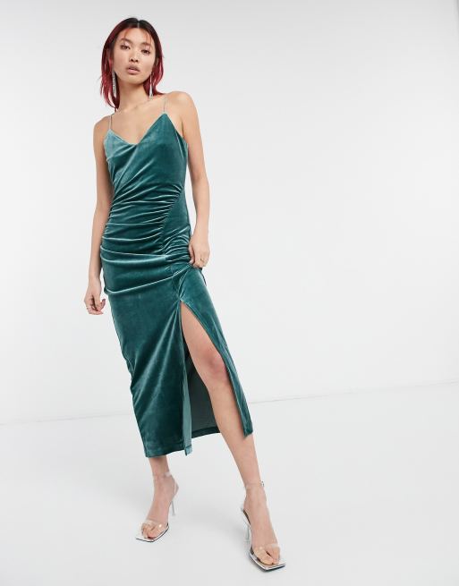 Strap velvet dress sale