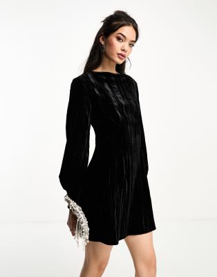& Other Stories & Other Stories velvet mini dress in black