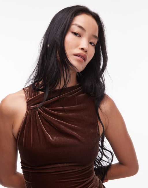 white christmas dresses Luxe Feeling Velvet Dress: Brown