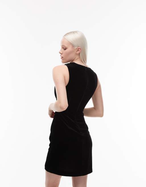 & Other Stories velvet mini dress with ruched asymmetric neck in black, 2 of 4