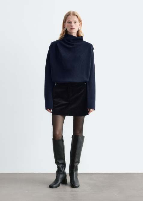 & Other Stories velvet mini skirt in black - view 1