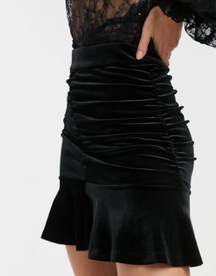 ruched black skirt