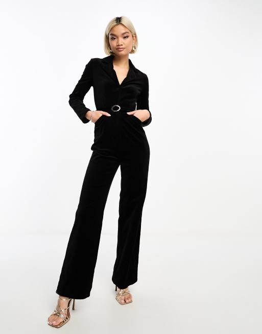  Other Stories velvet wide leg jumpsuit in black