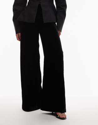 & Other Stories Velvet Wide Leg Pants In Black