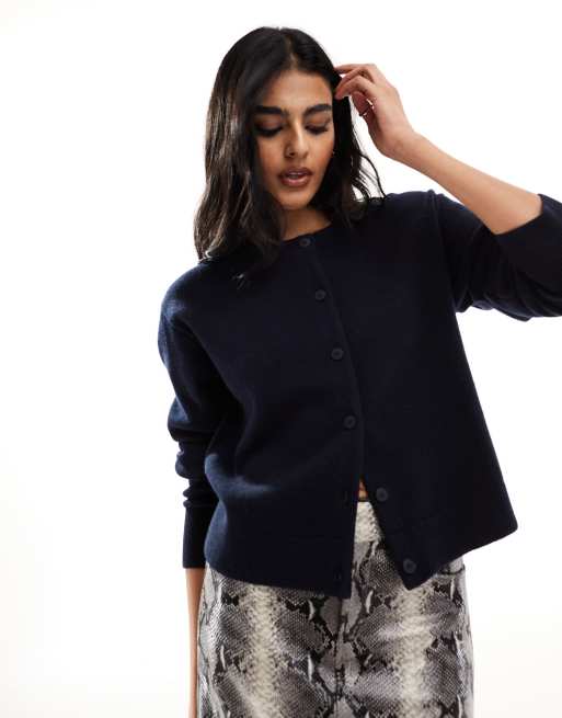 & Other Stories - Vest van merinowolmix met knopen aan de voorkant in donkerblauw