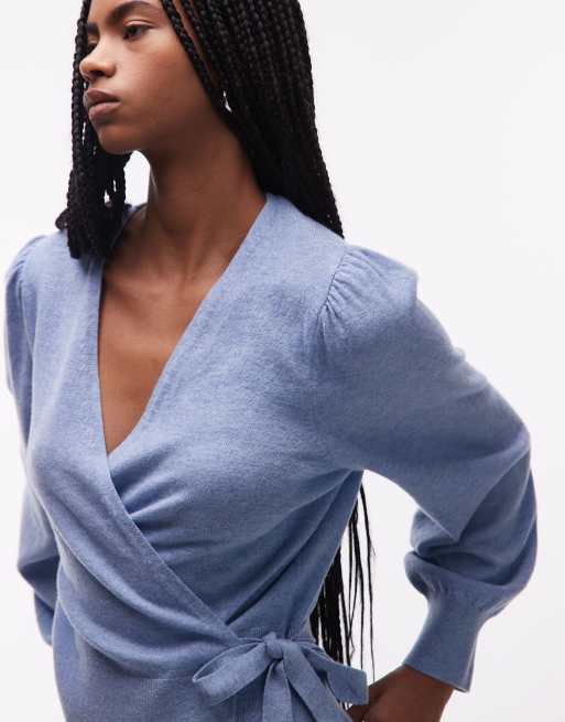 & Other Stories - Vest van zuivere wol met overslag in blauw, 3 van 4