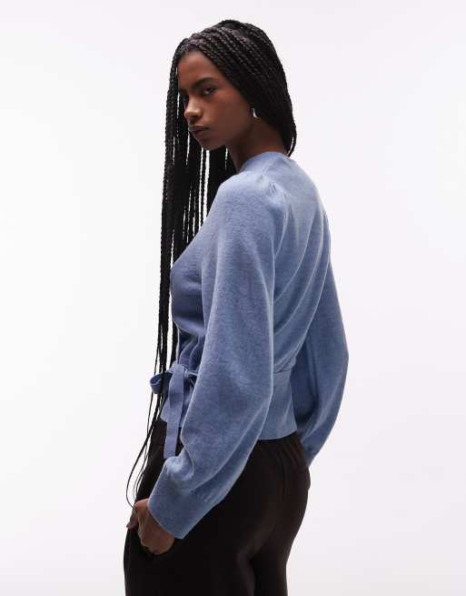 & Other Stories - Vest van zuivere wol met overslag in blauw, 4 van 4