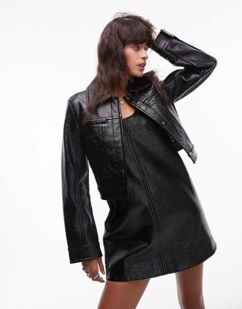 & Other Stories - Veste d'ensemble vernie avec doublure à motif pied-de-poule - Noir - view 1