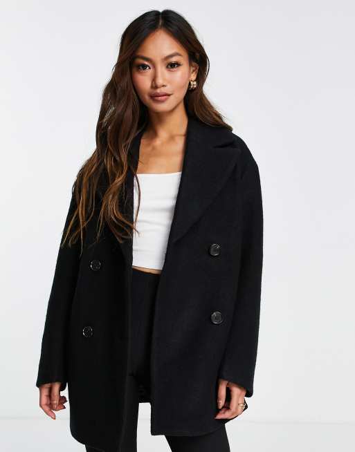 Other Stories Veste en laine m lang e boucl e Noir ASOS